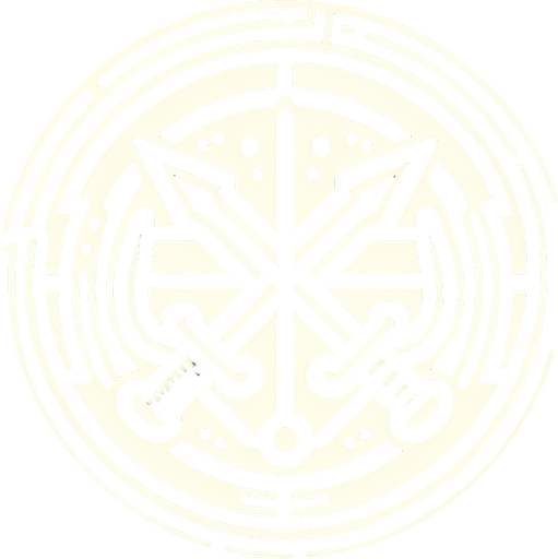 A round button with icons of a sword and bow crossed over a shield, hinting at weapon switching..
Game interface icon. Medieval theme with crossed weapons on a shield. High contrast and intuitive design.