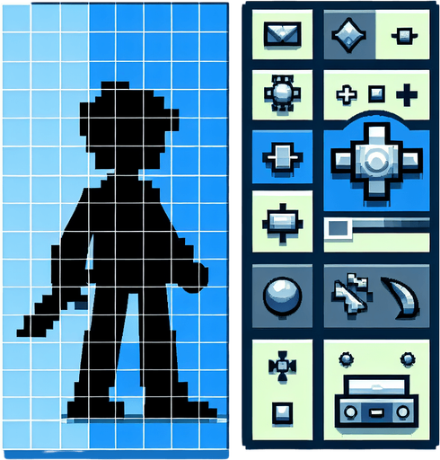 player.
Single Game Texture.  In-Game asset.  2d.  Blank background.  High contrast.  No shadows