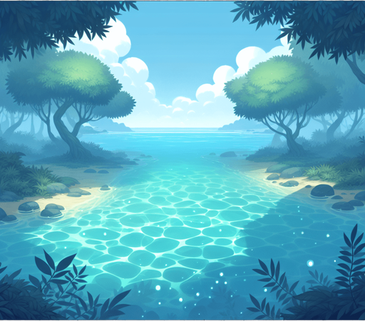 underwater view of empty lake.
Single Game Texture.  In-Game asset.  2d.  Blank background.  High contrast.  No shadows