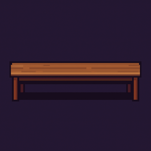 straight and long table.
In-Game asset.  2d.  High contrast.  No shadows. pixel art