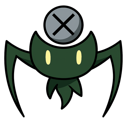 A dark green alien with a gray orb above it. No background. Transparent background. Blank background. No shadows. 2d. In-Game asset. flat