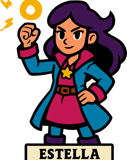 Estella la dresseuse de pouvoirs.
In-Game asset.  2d.  High contrast.  No shadows