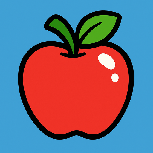 apple cartoon.
In-Game asset.  2d.  High contrast.  No shadows