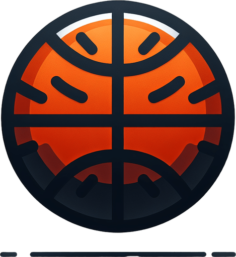 turuncu bi top etrafında siyah  dairesini taömlıyen basketboll topu.
Single Game Texture. In-Game asset. 2d. Blank background. High contrast. No shadows.