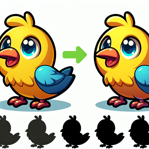 Cartoon bird.
Single Game Texture.  In-Game asset.  2d.  Blank background.  High contrast.  No shadows