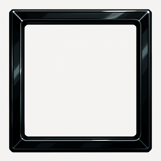 Shiny black rectangle frame.
In-Game asset.  2d.  High contrast.  No shadows