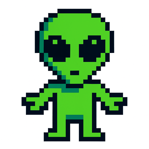 allien pixel.
In-Game asset.  2d.  High contrast.  No shadows