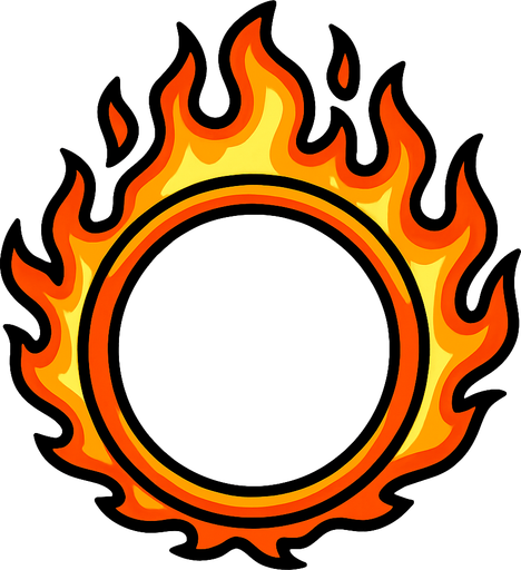 Cerceau enflammé.
In-Game asset.  2d.  High contrast.  No shadows