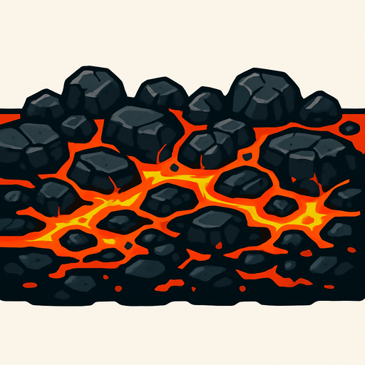 Volcanic rocks for a ground.
In-Game asset.  2d.  High contrast.  No shadows