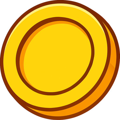 yellow gold coin.
In-Game asset.  2d.  High contrast.  No shadows