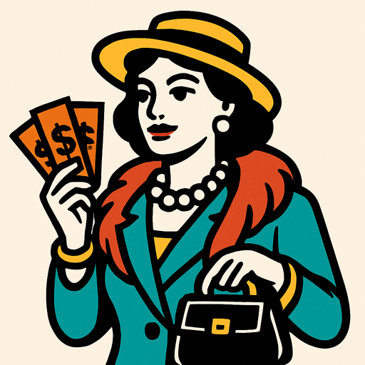 a rich woman.
In-Game asset.  2d.  High contrast.  No shadows