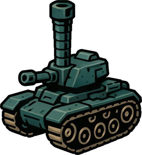 tank with vertical cannon.
In-Game asset.  2d.  High contrast.  No shadows