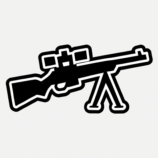 black sniper icon with white stroke.
In-Game asset.  2d.  High contrast.  No shadows