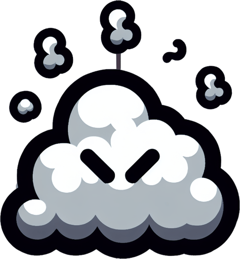 Noxious smell cloud.
Single Game Texture. In-Game asset. 2d. Blank background. High contrast. No shadows.