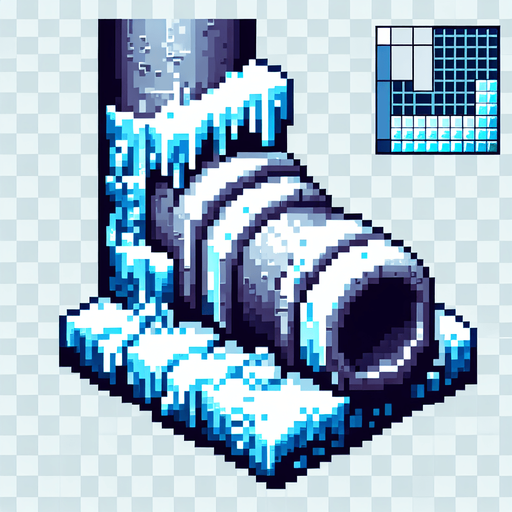 frosty pipe tube. top-view. seen from above. Single Game Texture. In-Game asset. 2d. Blank background. High contrast. No shadows. pixelated. 8-bit