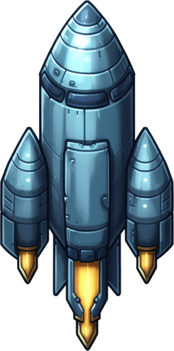 Create a 2D top-down view pixel art image of a bullet for a space shooter game. The bullet should be facing upward, as it will be used as a projectile fired from the hero spaceship towards enemies in the game. The design should be sleek and give off a sense of motion. Please provide the image on a white background.
Game Texture. In-Game asset. 2d. Pixelart. blank background. Low detail. High contrast.