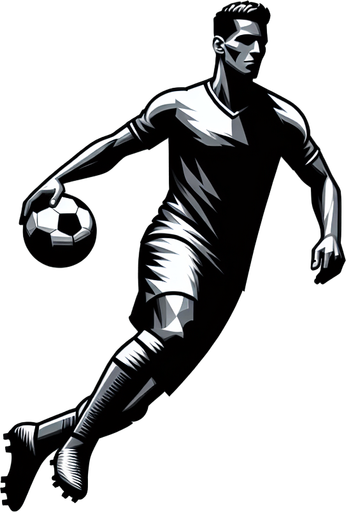 Futbolcu.
Single Game Texture. In-Game asset. 2d. Blank background. High contrast. No shadows.