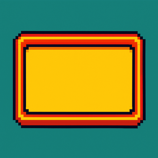 a popup frame, retro pixel style, rectangular.
In-Game asset.  2d.  High contrast.  No shadows