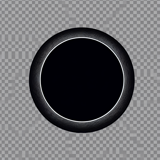 A perfect black circle centered on a transparent background, high resolution, with sharp edges and a clean design. The circle is evenly proportioned and fully opaque.