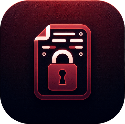 Create a square app store icon with rounded corners, specifically designed for a 'Locked' application. Center the icon with a sleek and minimalist padlock symbol to clearly represent security and protection. Overlay the padlock on a subtle file or document graphic to signify locked or encrypted files. Incorporate faint lines of code or binary digits within the file graphic to add a modern, tech-savvy touch. Use a background gradient transitioning from deep crimson to dark burgundy, creating a sense of urgency and protection. Add a soft red glow around the icon's edges to emphasize security and advanced technology, ensuring the overall design remains clean, professional, and visually striking.
Single Game Texture. In-Game asset. 2d. Blank background. High contrast. No shadows.
