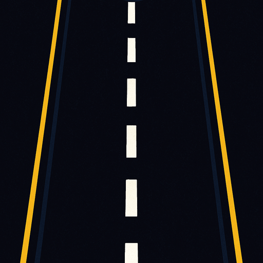 carretera oscura con perspectiva desde arriba.
In-Game asset.  2d.  High contrast.  No shadows