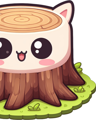 tron d'arbre mignon de plateforme.
Single Game Texture.  In-Game asset.  2d.  Blank background.  High contrast.  No shadows