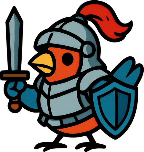 2d knight bird.
In-Game asset.  2d.  High contrast.  No shadows