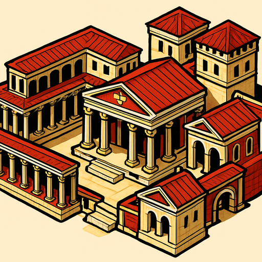 Roma imparatorluğu sarayı.
In-Game asset.  2d.  High contrast.  No shadows