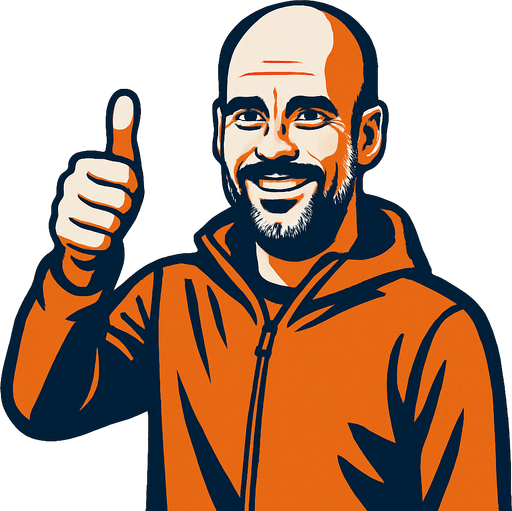 Pep Guardiola ıs makıng thumbsup.
In-Game asset.  2d.  High contrast.  No shadows