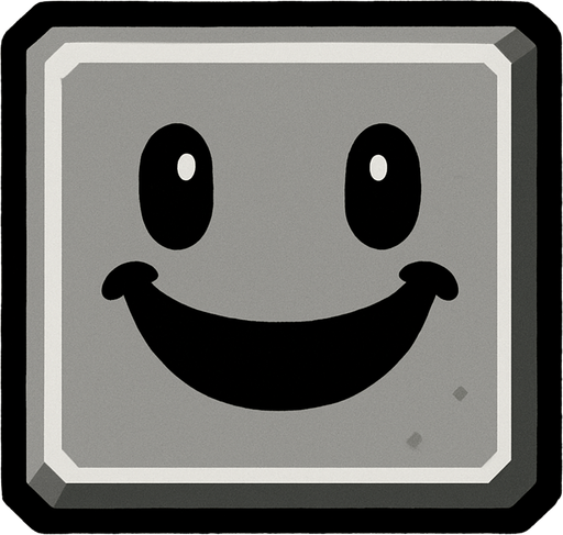 Happy gray block.
In-Game asset.  2d.  High contrast.  No shadows