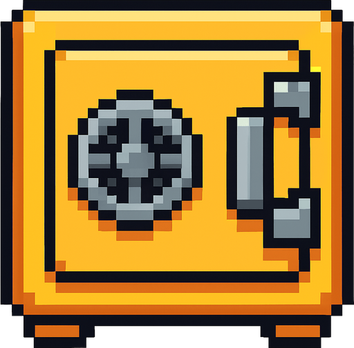 2D pixel art para kasası.
In-Game asset.  High contrast.  No shadows