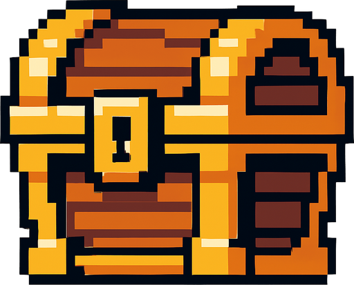 cofre de pixeles.
In-Game asset.  2d.  High contrast.  No shadows