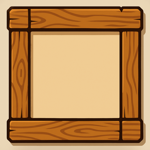 rectangular frame, without text, wooden color palette with good concept.
In-Game asset.  2d.  High contrast.  No shadows