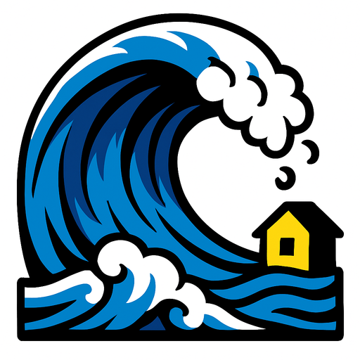 tsunami.
In-Game asset.  2d.  High contrast.  No shadows