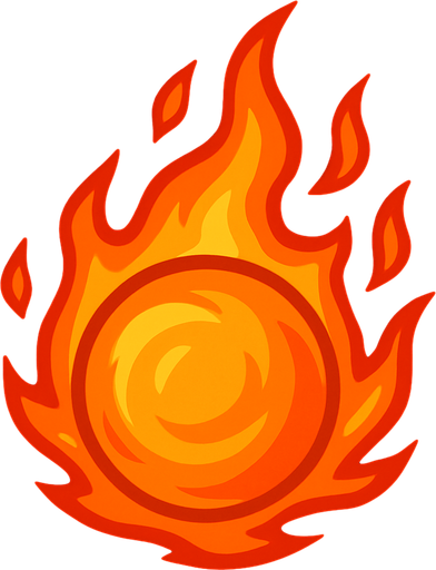 Alev topu.
In-Game asset.  2d.  High contrast.  No shadows