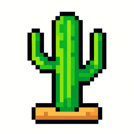 Cactus 8 bit.
In-Game asset.  2d.  High contrast.  No shadows