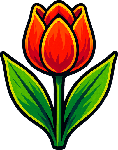 Tulip. The flower is facing at the center. Make it vibrant.
In-Game asset.  2d.  High contrast.  No shadows