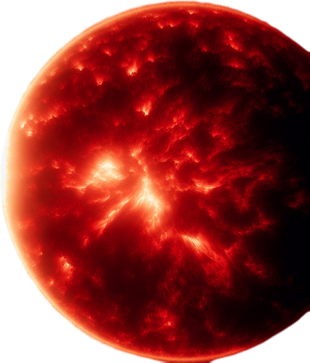 close up of a giant red star.
black background