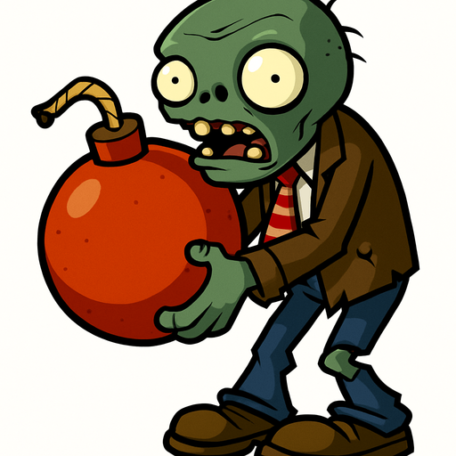bombacı zombi plants vs zombies.
In-Game asset.  2d.  High contrast.  No shadows