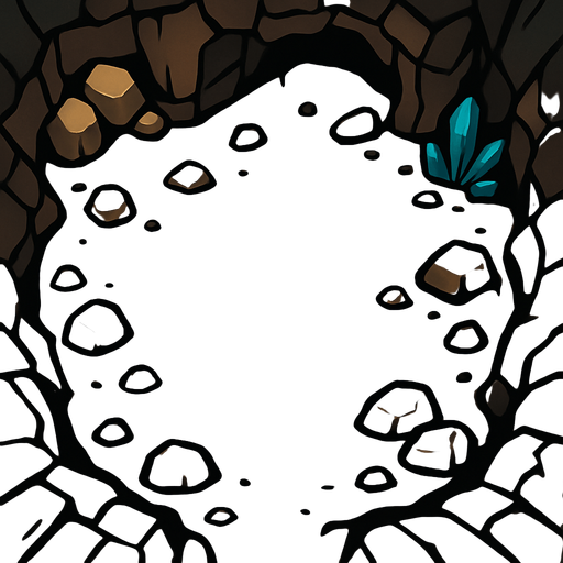 kuşbakışı bir mağaranın içi.
In-Game asset.  2d.  High contrast.  No shadows