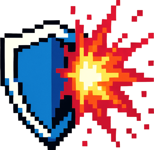 Particula de escudo siendo golpeado pixeleado
In-Game asset.  2d.  High contrast.  No shadows