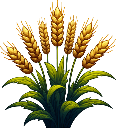 Wheat plant.
Single Game Texture.  In-Game asset.  2d.  Blank background.  High contrast.  No shadows