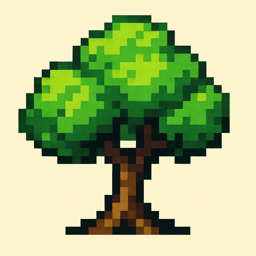 Tree pixel.
In-Game asset.  2d.  High contrast.  No shadows