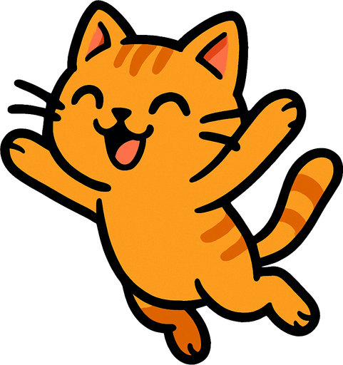 havada atlayan tatlı bir kedi çiz.
In-Game asset.  2d.  High contrast.  No shadows