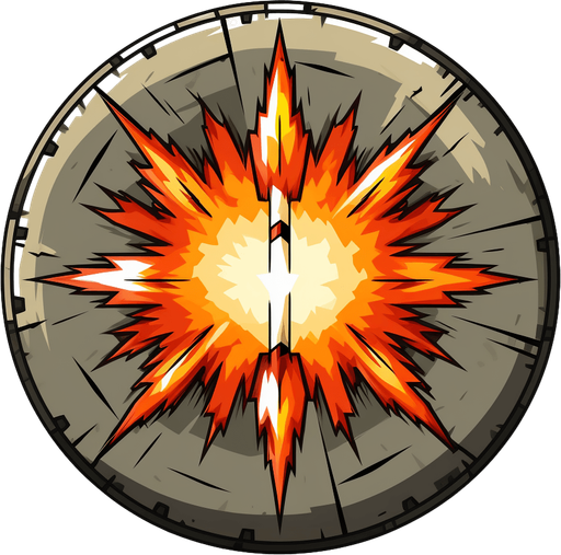 Extra missile powerup circle. Missile and plus sign.
Single Game Texture. In-Game asset. 2d. Pixelart. White background. Blank background. Low detail. High contrast.