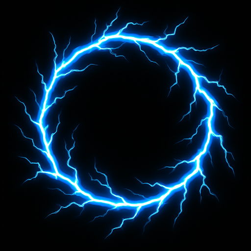 blue electric shock circular.
In-Game asset.  2d.  High contrast.  No shadows