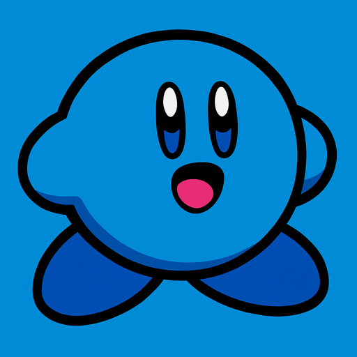Blue kirby.
In-Game asset.  2d.  High contrast.  No shadows