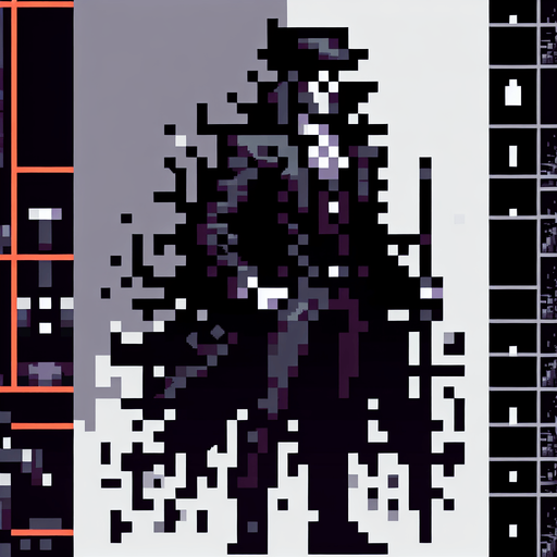 A pixel art sprite in a Super Nintendo, Super Castlevania style where it looks a little gothic/vampire hunter like

Single Game Texture. In-Game asset. 2d. Blank background. High contrast. No shadows.
