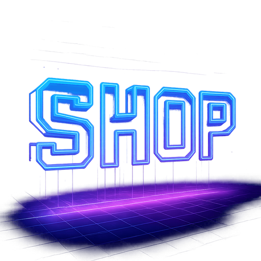 Neon cyberpunk 3d hologram glowing SHOP