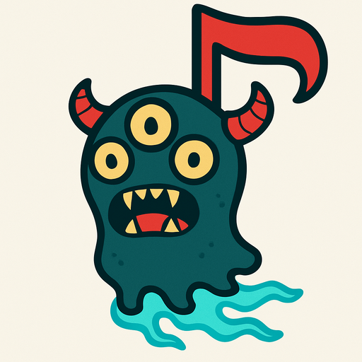 MÜZİK NOTASI ŞEKLİNDE BİR UZAYLI CANAVAR ÇİZ  BU KARAKTER IŞINLANABİİYOR, AYAKSIZ. SİYAH KULLANMA. GÜLMESİN
In-Game asset.  2d.  High contrast.  No shadows